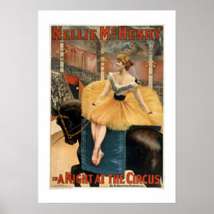 Poster Une nuit à l'affiche vintage de théâtre de cirque