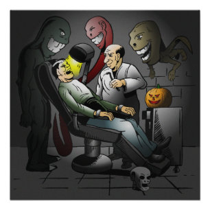 Poster Une Nuit d'Halloween Heureuse chez le Dentiste Aff