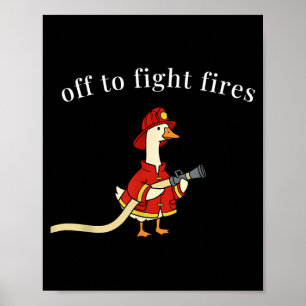 Poster Une oie pompier part combattre les incendies