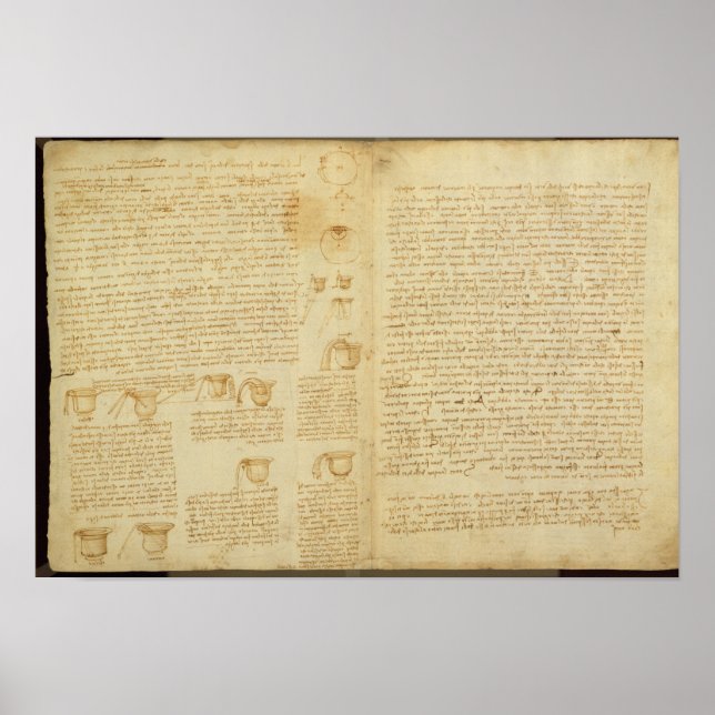 Poster Une page du Codex Leicester, 1508-12 (Devant)