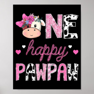 Poster Une papaye heureuse 1er anniversaire fille rose fe