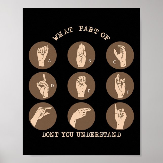 Poster Une partie de Ne pas comprendre Asl Sign Language  (Devant)