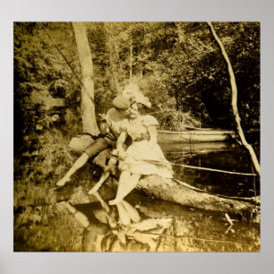 Poster Une pêche claquent - Stereoview vintage