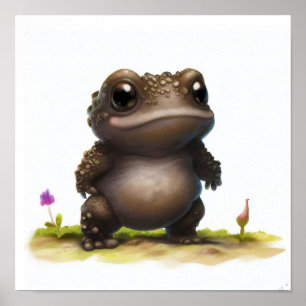 Poster Une peinture numérique d'un jeune crapaud mignon