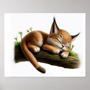 Poster Une peinture numérique d'un jeune Lynx mignon