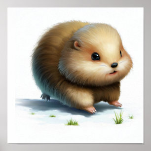 Poster Une peinture numérique d'un lemming mignon
