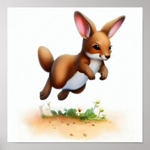 Poster Une peinture numérique d'un mignon Kangaroo