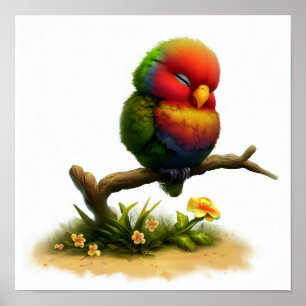 Poster Une peinture numérique d'un mignon Mont Apo Lorike