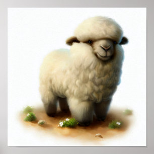Poster Une peinture numérique d'un mignon mouton de Karak