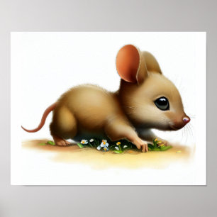 Poster Une peinture numérique d'un rat kangourou mignon