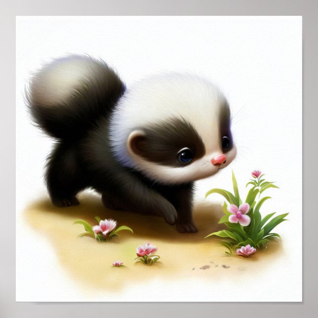 Poster Une peinture numérique d'une jeune mignonne peau (Devant)