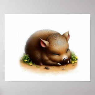 Poster Une peinture numérique d'une jolie javelina