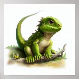 Poster Une peinture numérique d'une jolie jeune Iguana