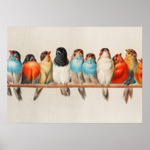 Poster Une perche d'oiseaux, 1880 par Hector Giacomelli