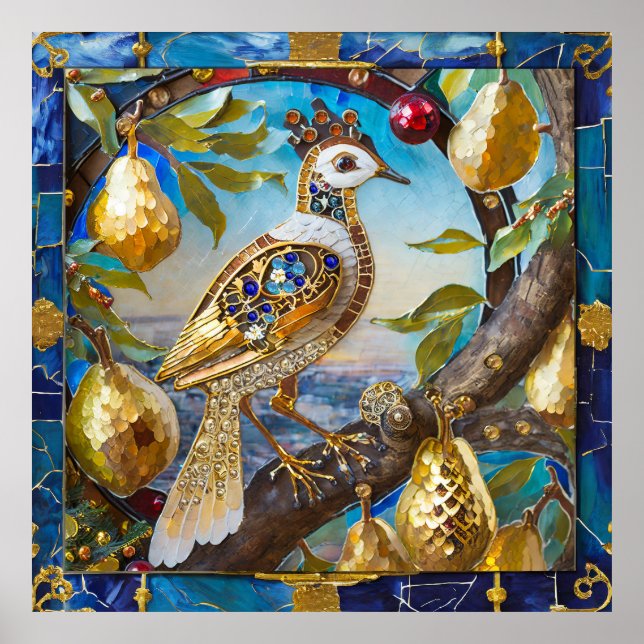 Poster Une perdrix dans un arbre à poires (Devant)