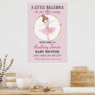 Poster Une Petite Ballerine Est En Route Baby Shower