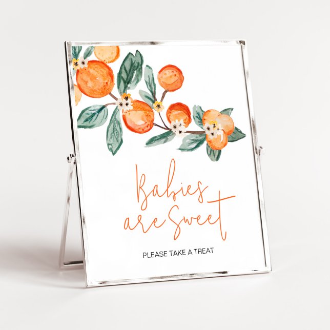 Poster Une petite croûte sur la façon dont les bébés oran (Neutral Cutie is on the Way Baby Shower Babies are Sweet Sign)