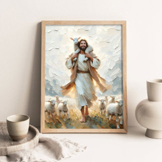 Poster Une petite famille, Art chrétien numérique, Jésus 