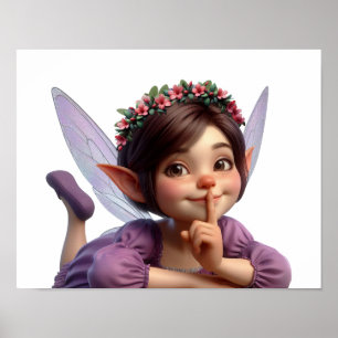 Poster Une petite fée de dessin animé magique enchantée