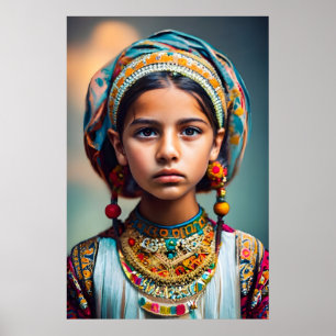 Poster Une petite fille d'Afghanistan avec ses bijoux