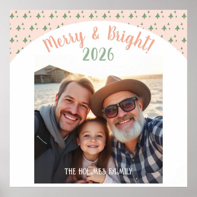 Poster Une photo Cuisine de famille de Noël rose (Devant)