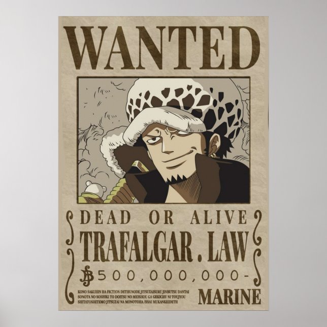 Poster Une pièce Trafalgar Law recherchée (Devant)