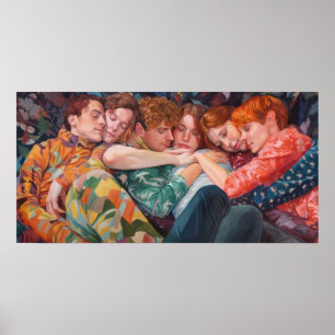 Poster Une pile de chiot en polypyjama