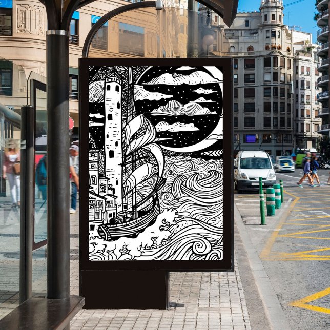 Poster une plage tranquille hamac imprimer (Créateur téléchargé)