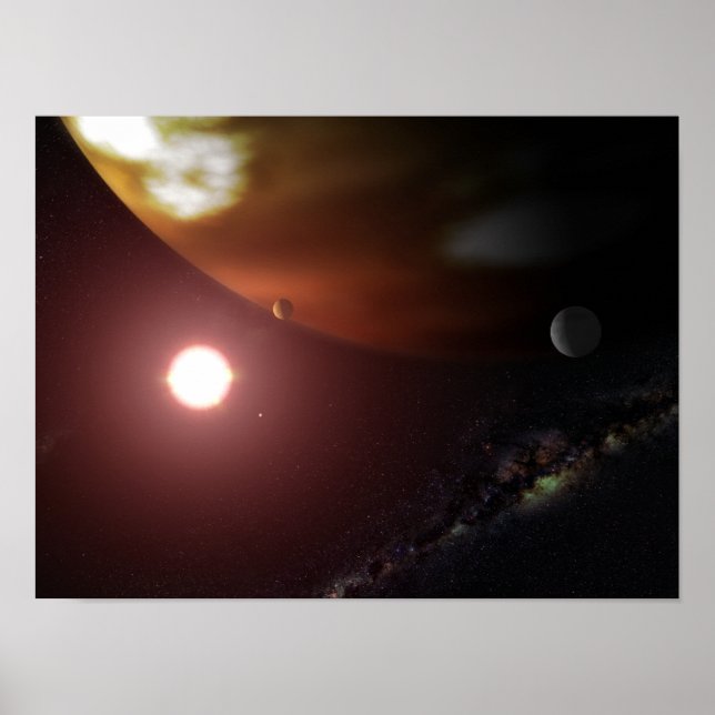 Poster Une planète géante du gaz en orbite autour d'une é (Devant)