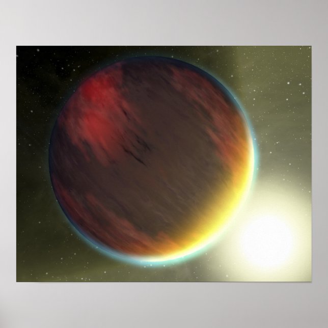 Poster Une planète nuageuse comme Jupiter qui orbite (Devant)