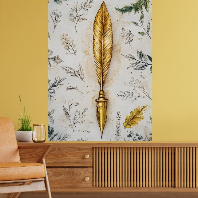 Poster Une plume dorée ou un stylo plume fantaisie. (Salon 2)
