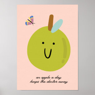 POSTER UNE POMME PAR JOUR EMPÊCHE LE MÉDECIN D'ÊTRE ÉLOIG