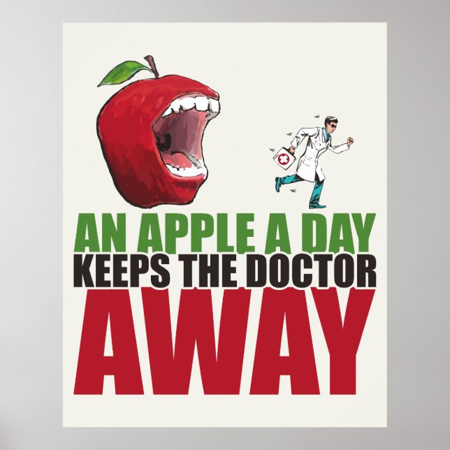 Poster Une Pomme par jour garde le docteur loin drôle Pom (Devant)