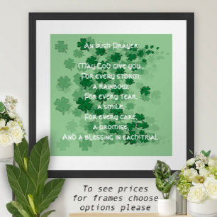 Poster Une Prière Irlandaise - Chaque Tear - Un Sourire