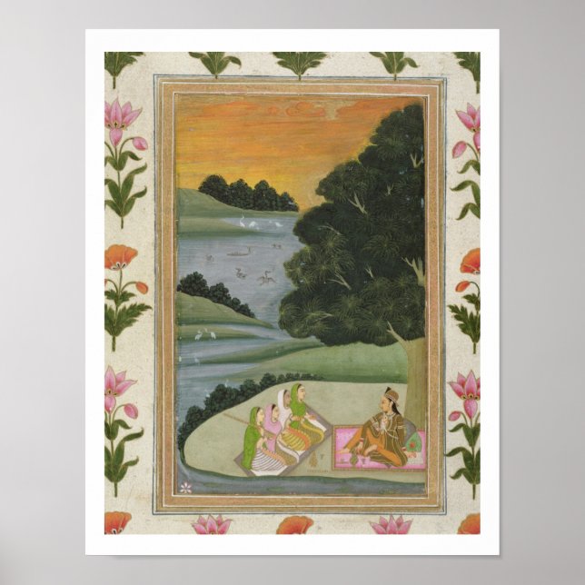 Poster Une princesse écoutant des musiciennes par une riv (Devant)