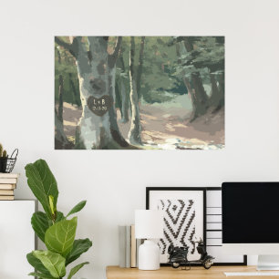 Poster Une promenade dans les bois : Gravure d'arbre pers