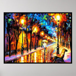 Poster Une promenade nocturne pluvieuse