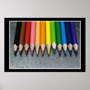 Poster Une rangée de crayons colorés.