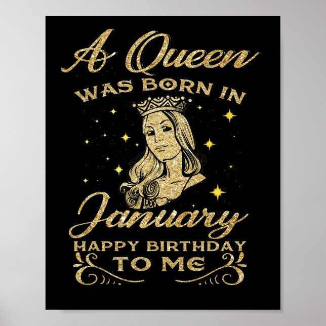 Poster Une Reine Est Née En Janvier Joyeux Anniversaire P (Devant)