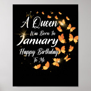 Poster Une Reine Est Née En Janvier Joyeux Anniversaire P