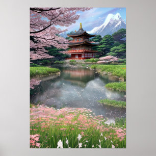 Poster Une rivière azy près du temple