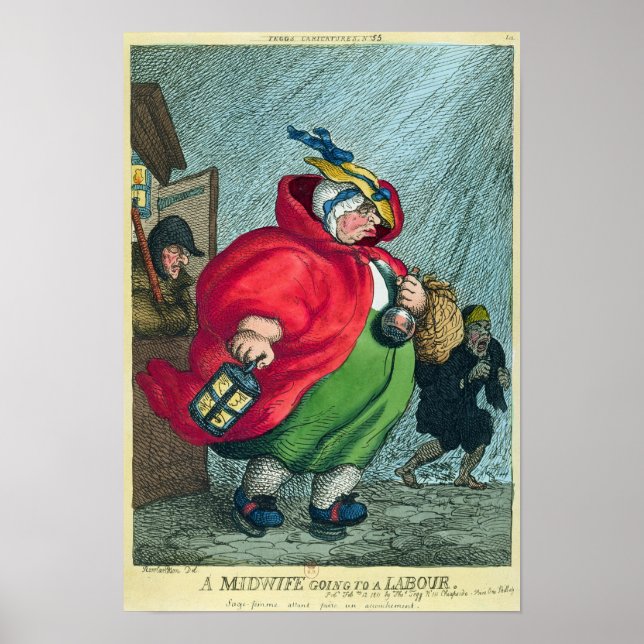 Poster Une sage-femme qui va travailler, 1811 (Devant)