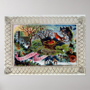 Poster Une salutation de Noël, carte postale victorienne