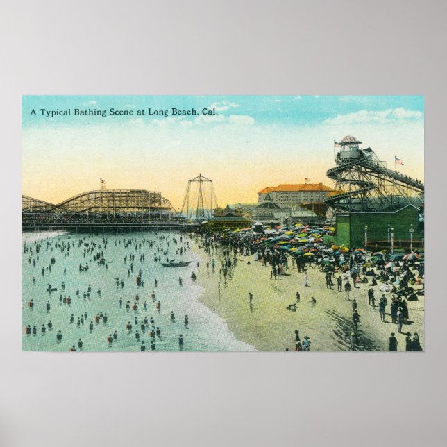 Poster Une scène de baignade typique à la plage (Devant)