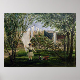 Poster Une scène de jardin, avec un garçon