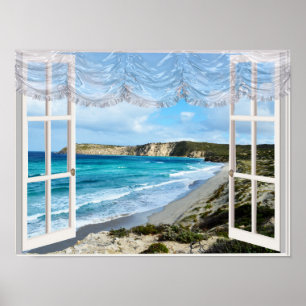 Poster Une Scène De Plage À Travers Ma Fenêtre,