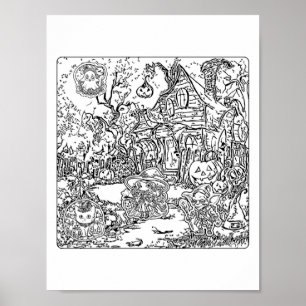 Poster Une scène d'Halloween Éffrayante