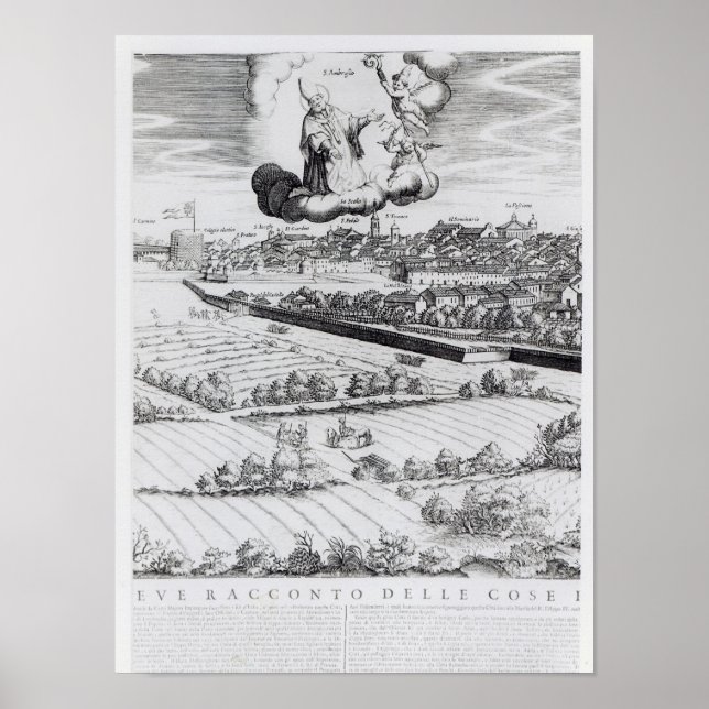 Poster Une section d'une carte de Milan, 1640 (Devant)