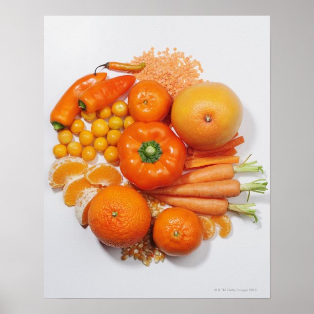 Poster Une sélection de fruits et légumes orange. (Devant)