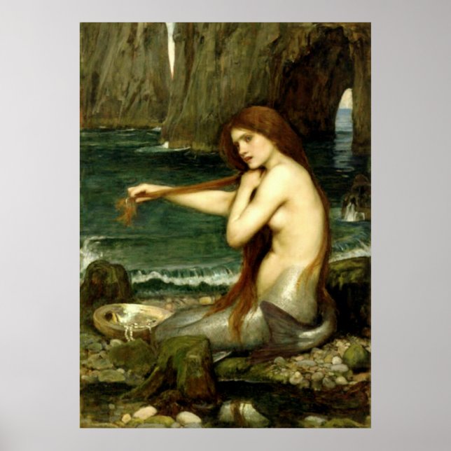 Poster Une sirène (1901) ~ Belle toile d'art (Devant)